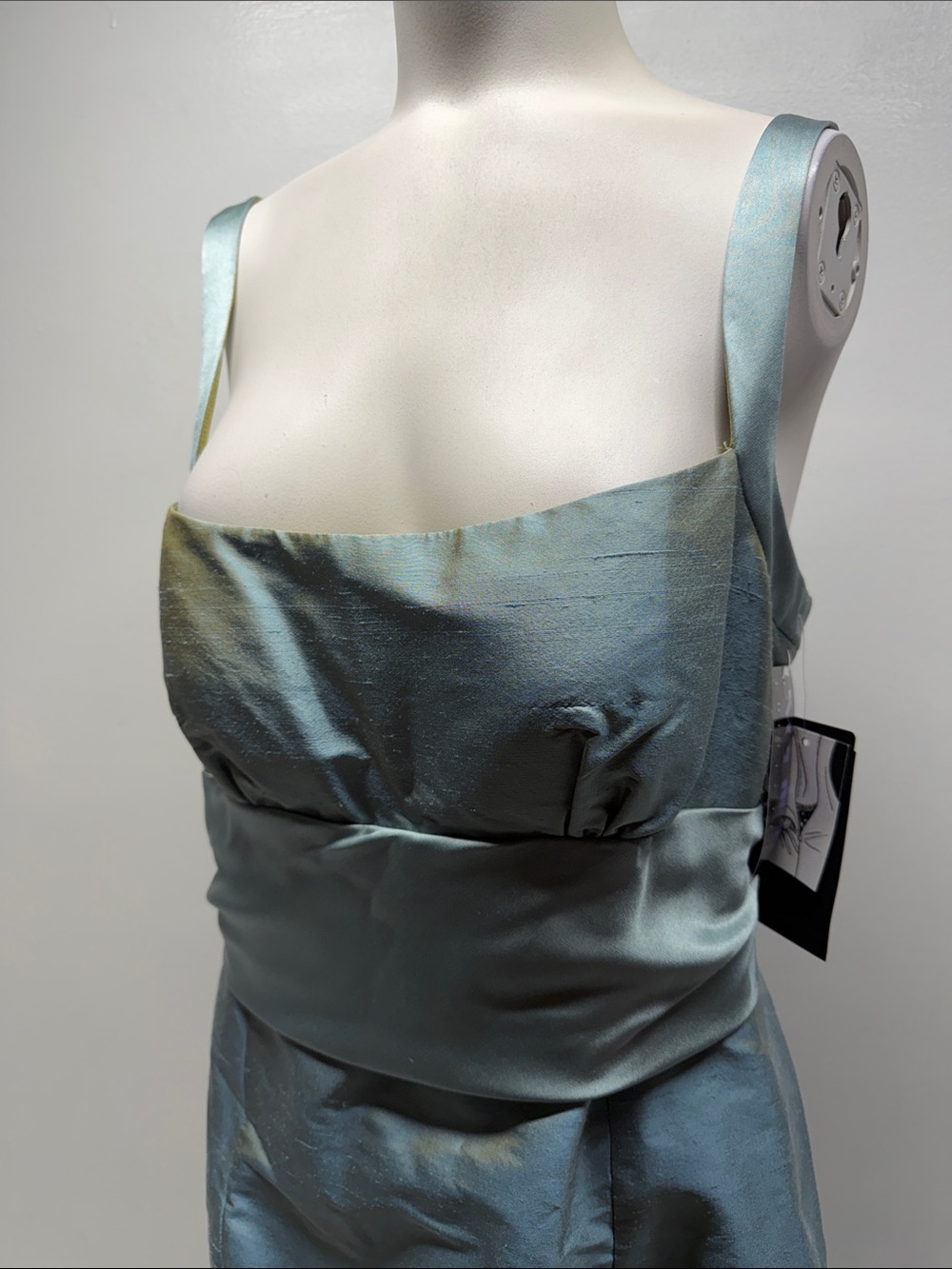 Nicole Miller Dress Midi Sleeveless 100% Silk Chiffon Ruffled Y2K Blue New 10 - Picture 2 of 9